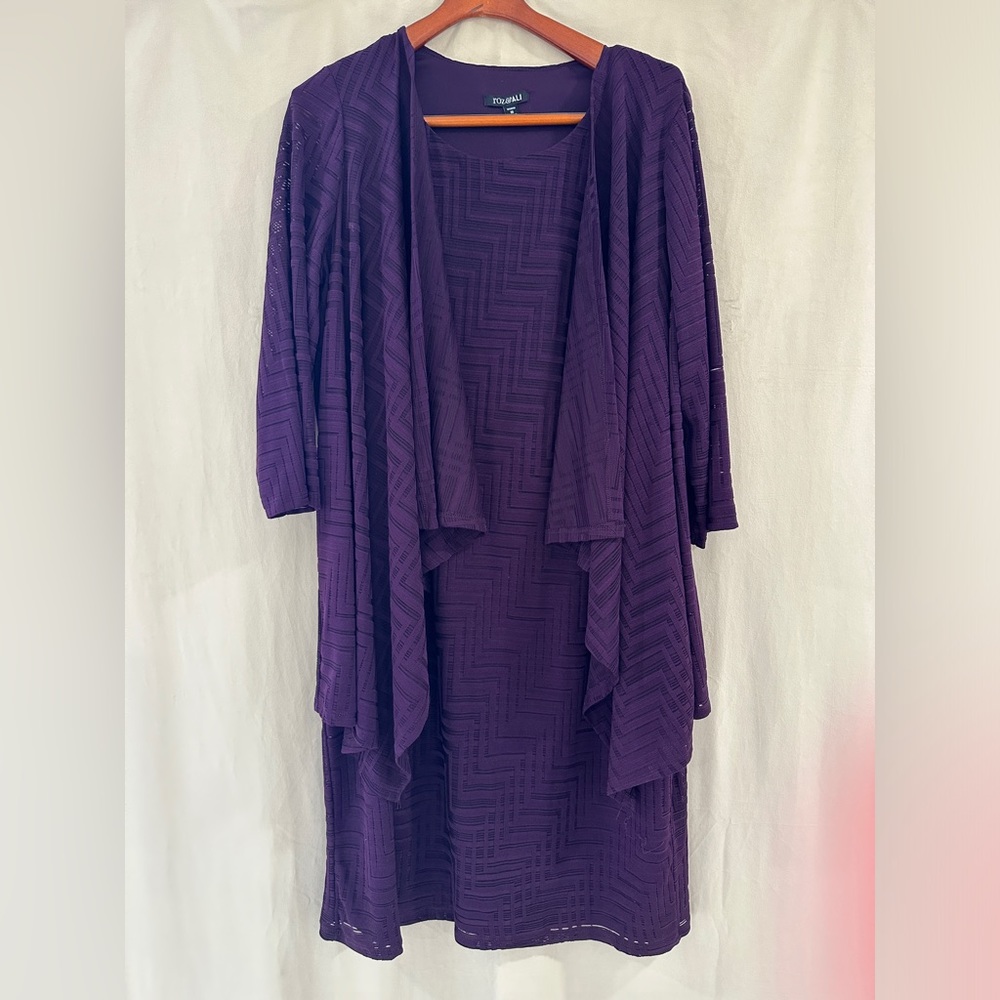 Purple Dress & Cardigan Set Plus Size